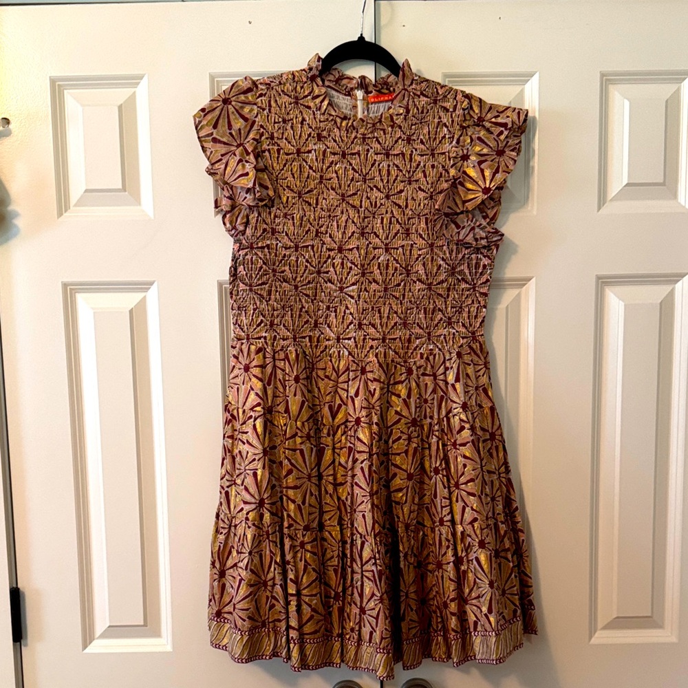 Oliphant Maroon and Gold Textured Dress